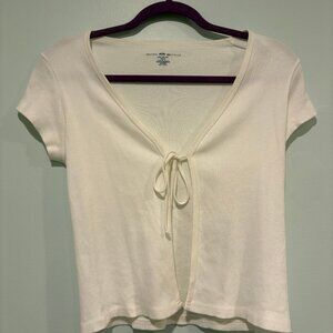 Brandy Melville White Tie T-Shirt - Size O/S